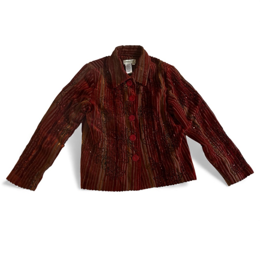 Coldwater Creek Velvet Embroidered Button Jacket - Petite Small - Picture 1 of 4